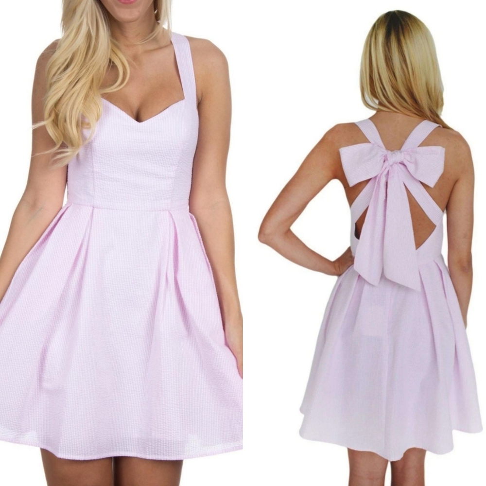 💝 Lauren James Livingston Dress: Pink Seersucker